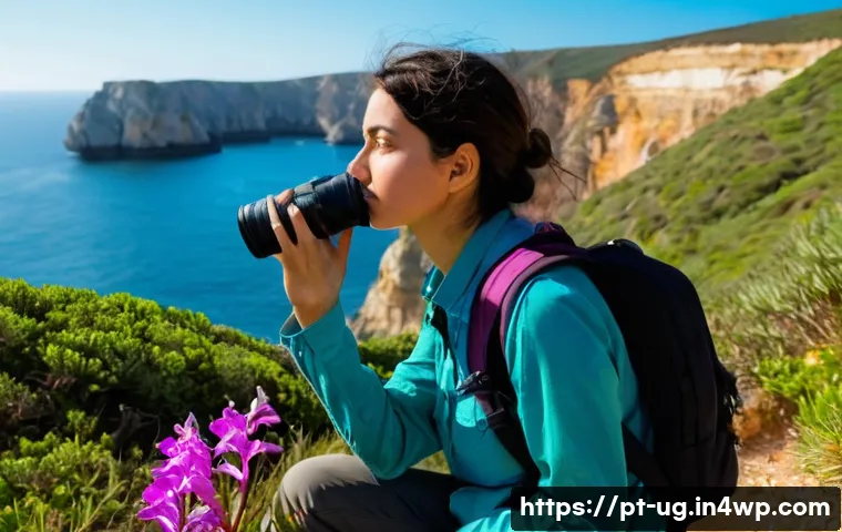 생물종 관찰 기록을 위한 교육 프로그램 개발 - **Prompt:** "A Portuguese woman in her late 20s, with short dark hair, wearing a comfortable hiking ...