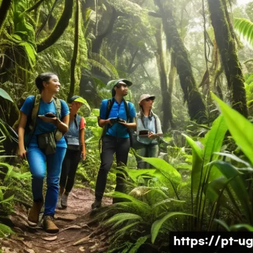 Home 31 생물종 관찰 기록 시스템의 최신 동향 - A diverse group of Brazilian citizen scientists hiking through a lush Atlantic Forest trail during d...