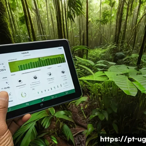 Home 30 생물종 관찰 기록을 위한 예시 템플릿 제공 - A detailed field researcher’s workspace scene set in the Brazilian Atlantic Forest, featuring a digi...